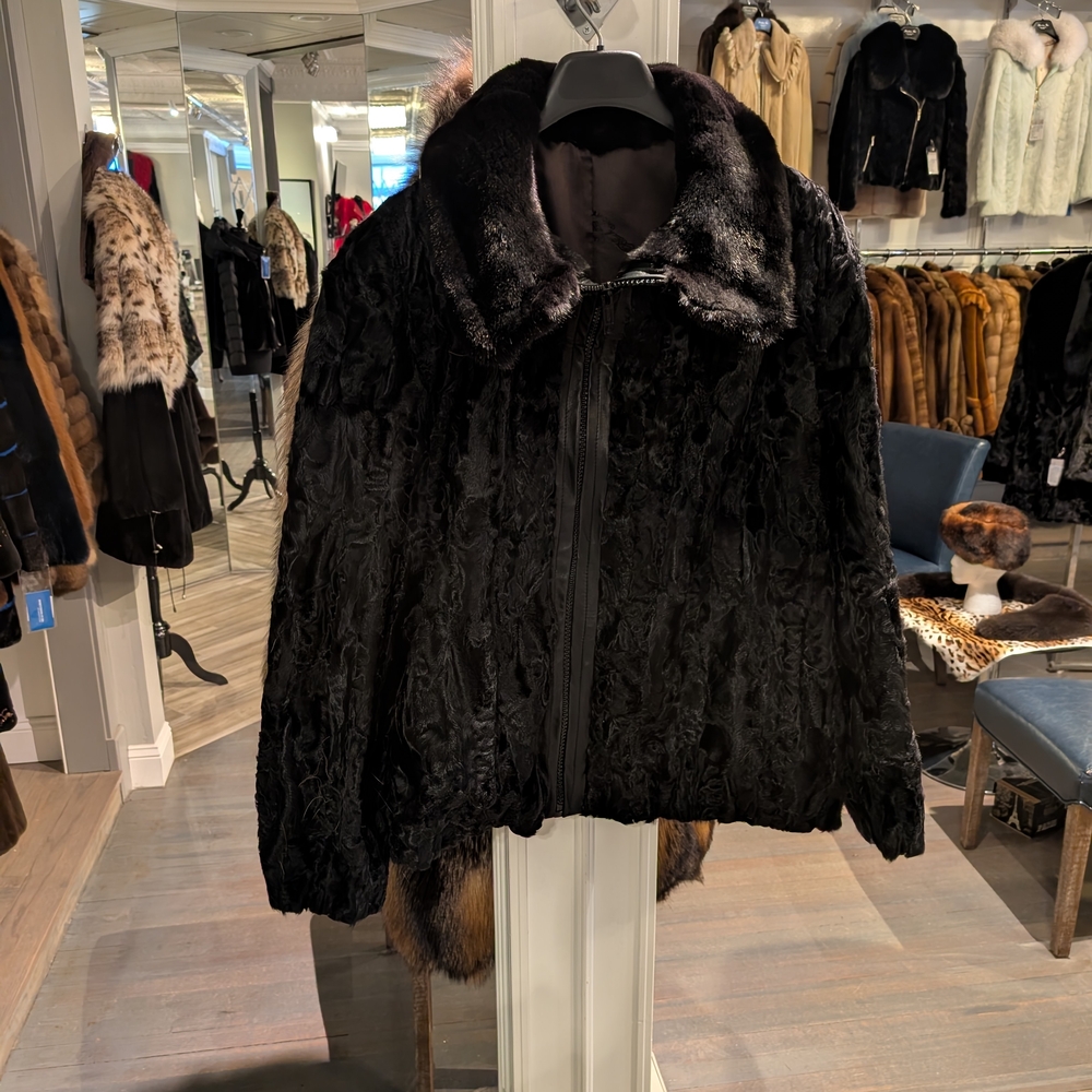 Luxurious Black Persian And Mink Fur Jacket
